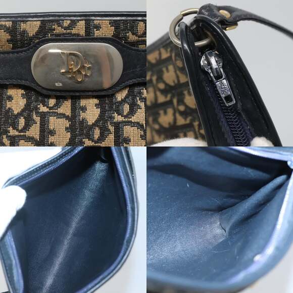 DIOR Trotter Canvas Shoulder Bag Navy Gold - Picture 11 of 12